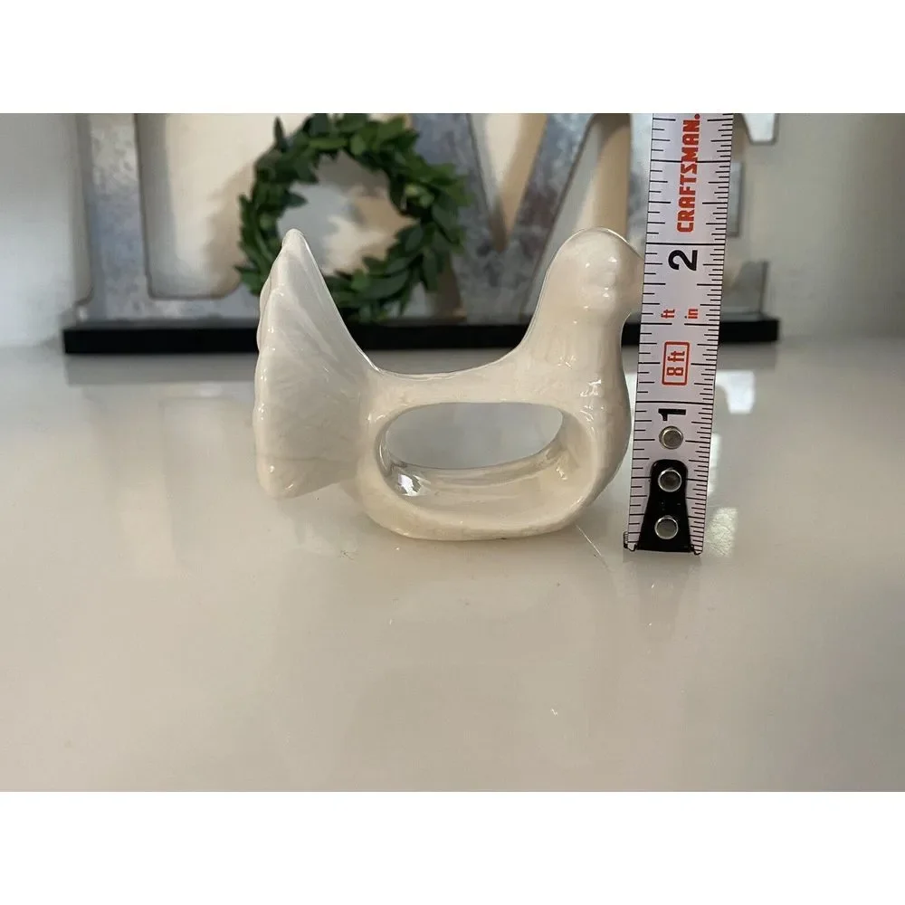 Set of 6 Dove Shafford Napkin Rings Holders Porcelain Bird‎ Retro Table Pigeons